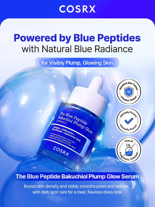 COSRX The Blue Peptide Bakuchiol Plump Glow Serum – peptide anti-aging serum available at Dazall Egypt