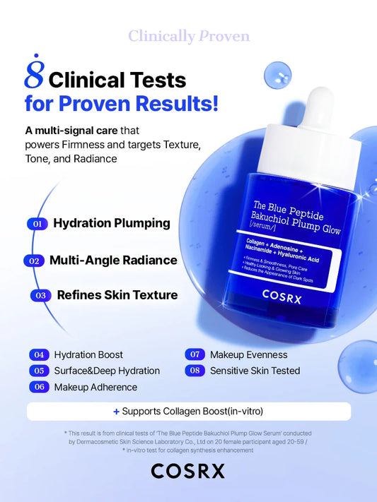 COSRX The Blue Peptide Bakuchiol Plump Glow Serum – peptide anti-aging serum available at Dazall Egypt