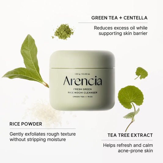 Arencia Fresh Green Rice Mochi Cleanser – gentle cleanser available at Dazall Egypt